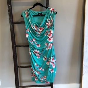 Ronni Nicole Japanese flower Teal dress